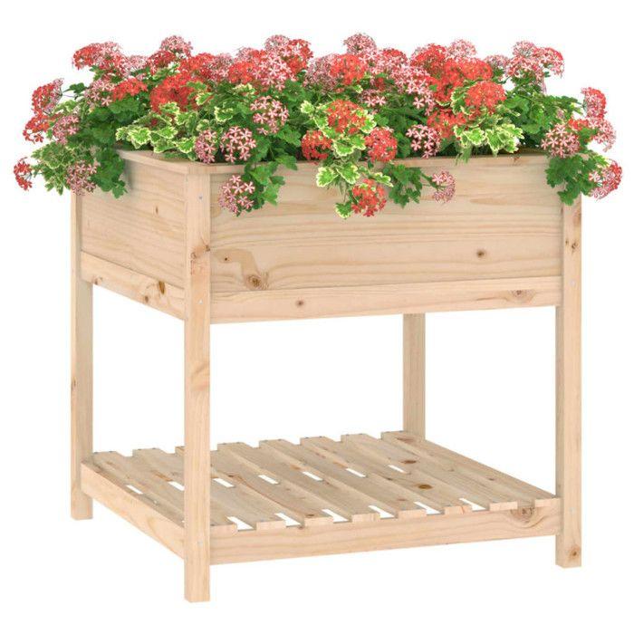 VidaXL Planter with Shelf 82.5x82.5x81 Cm Solid Pine Wood 823794
