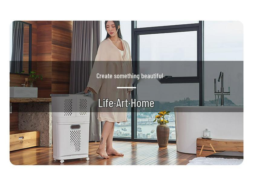 Пластиковая корзина для белья в японском стиле: Корзина для одежды большой вместимости, без пробивки, многослойная, напольная