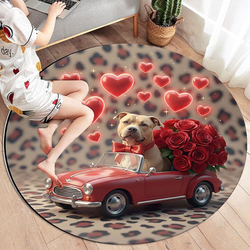 Carrosedog Round Area Rug,Carpet Rug for Living Room Bedroom Sofa Playroom Decor,Non-slip Floor Mat
