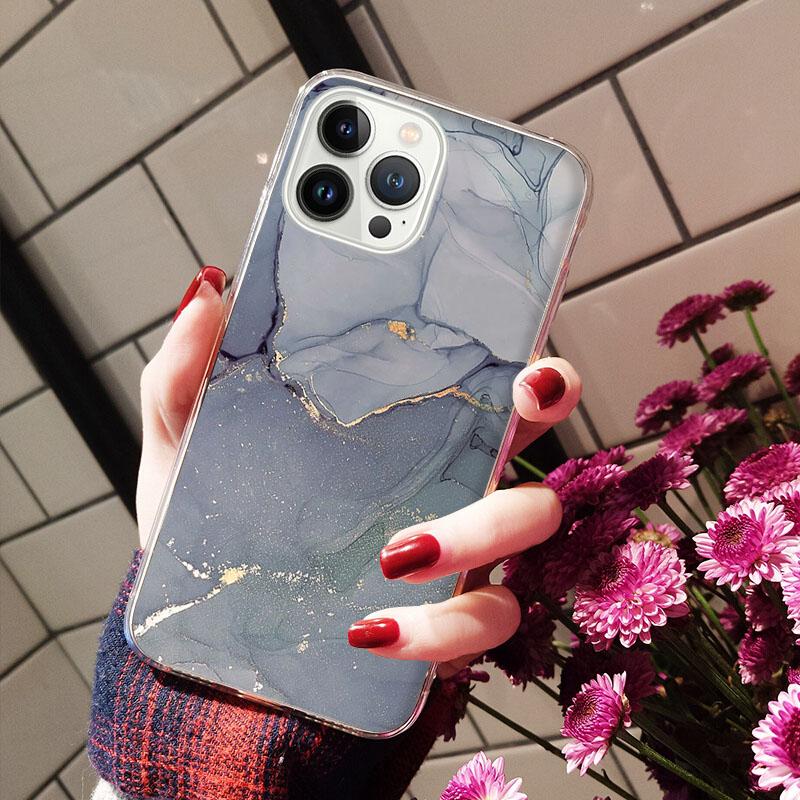 Чехлы для iPhone 14 12 11 13 Pro Max Чехол Силиконовый Funda на iPhone 13Mini X XS Max XR 8 7 14 Plus Цветная Мраморная Живопись