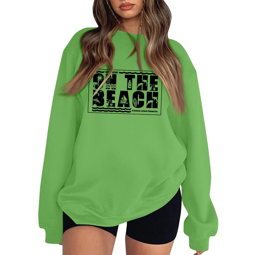 Женская повседневная модная блузка с длинным рукавом и круглым вырезом с принтом и пуловером