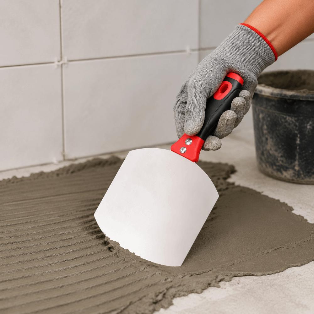 Curved Working Surface Mud Trowel Stainless Steel Putty Spatula Painter