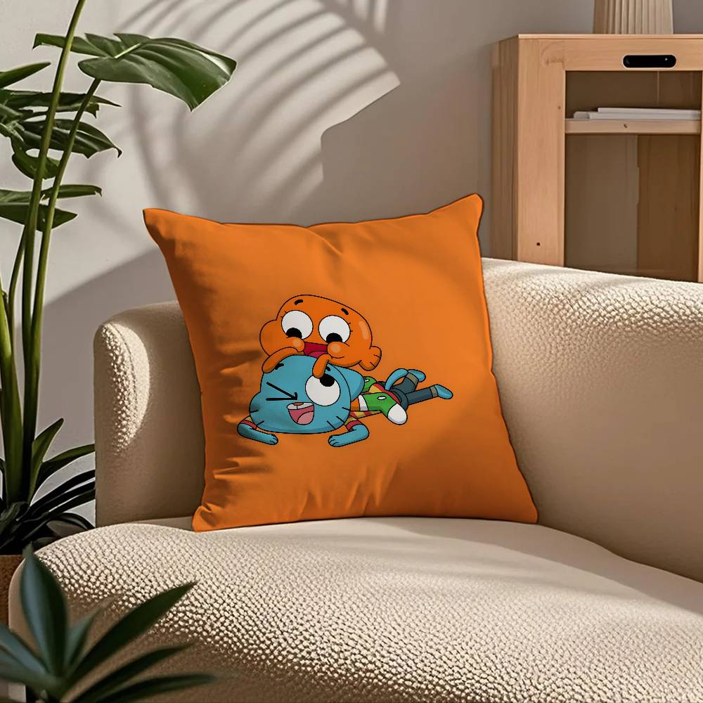 Cartoon Gumball Amazing World Pillow Case Comfort Sofa Bed Silky Elegant Invisible Zipper Custom Decorative Cushion Cover
