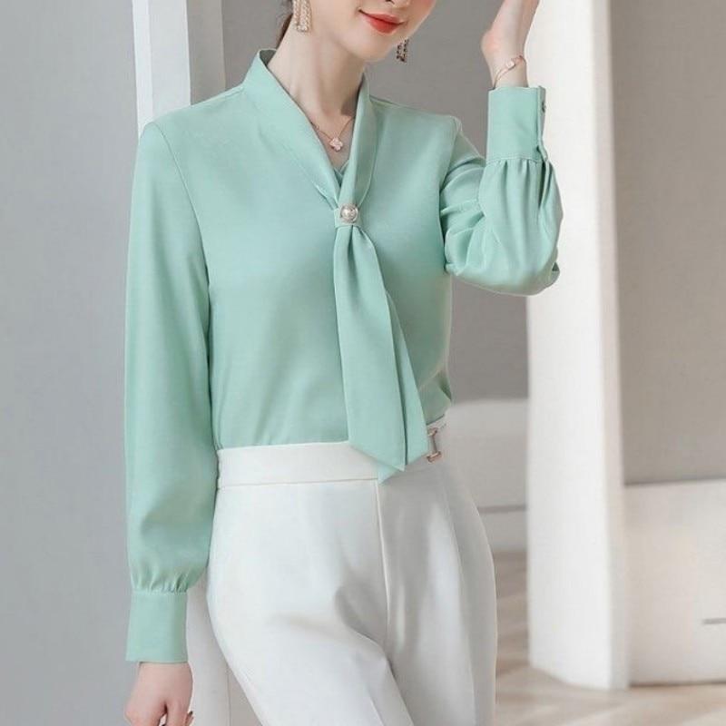 Chiffon White Shirt Women's Spring and Autumn Long-sleeved Shirt