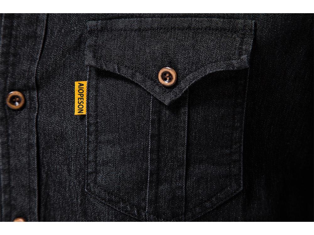 2022 Модная мужская повседневная однотонная немнущаяся джинсовая рубашка с длинным рукавом американского размера