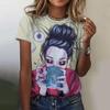 Women's T-Shirts Cartoon Characters Print Harajuku Vintage Short Sleeve O Neck Funny Top