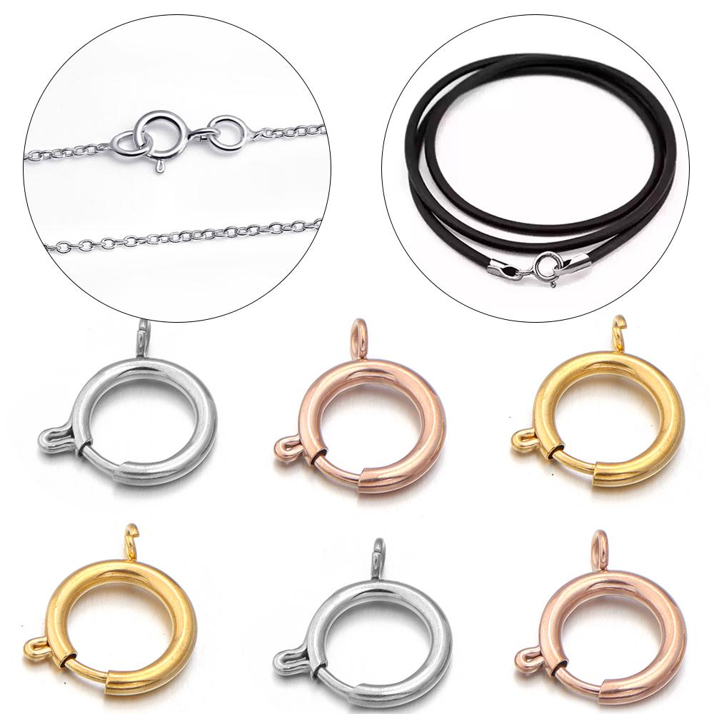 5pcs/lot Gold Stainless Steel Spring Clasps Hooks Round Clasps End Connectors For DIY Necklace Bracelet Jewelry Making Accessory