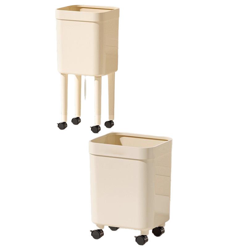 Trash Can with Wheels High Legs Design Convenient Storage Bucket Waste Bin Garbage for Home