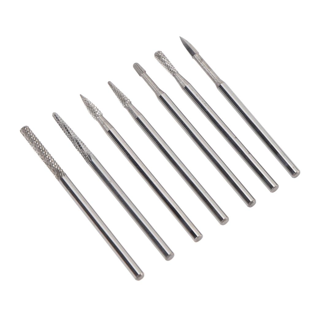 7pcs Nail Polish Removal Bits Set Tungsten Carbide Manicure Grinding Nail Drill Bits with Clear
