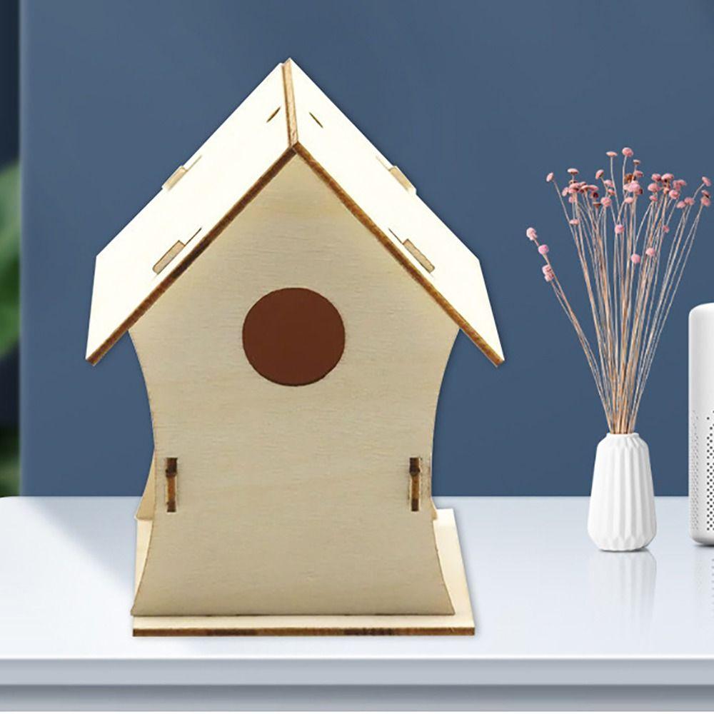 DIY Bird Nest Hous Wooden Hummingbird Cages Easy To Assemble Hanging Birdhouse Garden