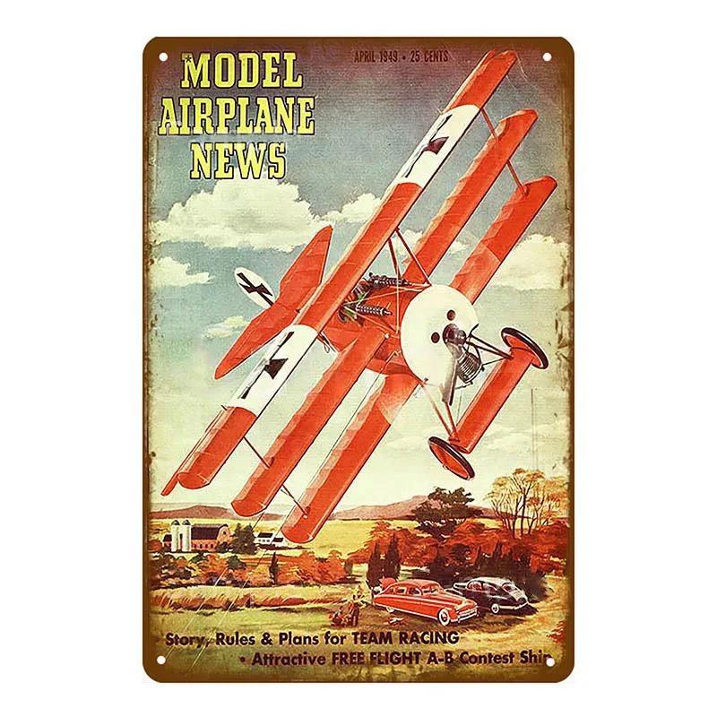 Vintage Airplane Metal Signs Fighter Jet Plane Posters Retro Aircraft Plate Metal Plaque Painting Living Room Home Wall Decor