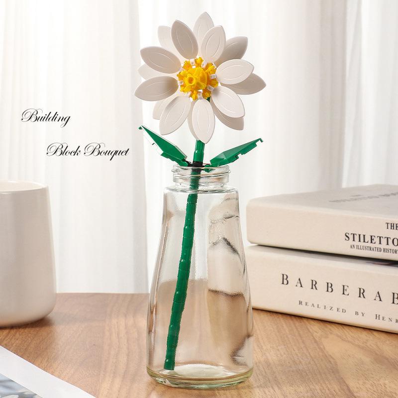 Tulip Lego-Compatible Everlasting Flower Building Blocks: Puzzle Ornament Potted Plant Toy, Valentine's Day Rose Gift.