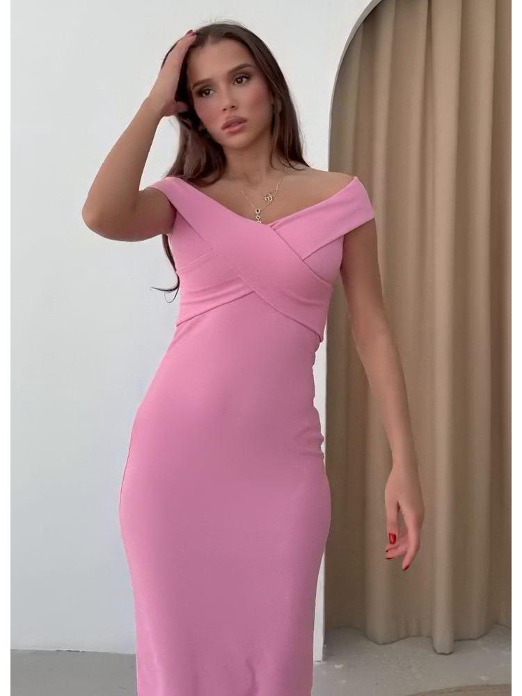 Летнее платье на одно плечо, однотонное, приталенное, для женщин, 2025