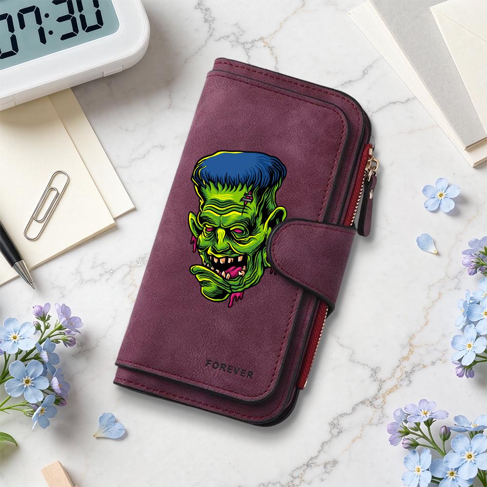Gothic Frankenstein Print Long Wallet Fashion Multifunctional Portable Daily Card Holder Coin Purse