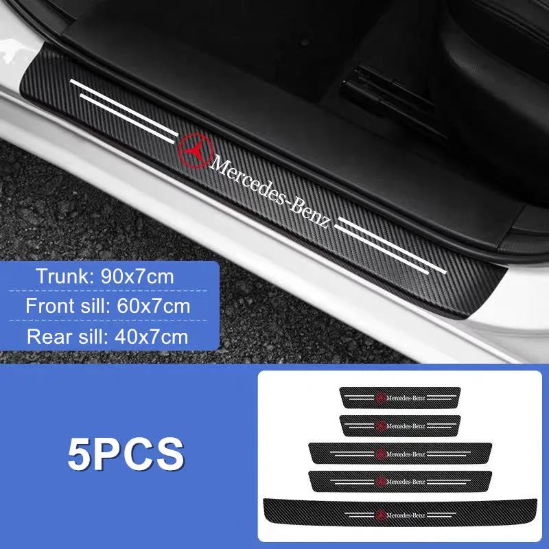 WAK3 1/4/5Pcs Carbon Fiber Car Door Sill Protector Stickers For Mercedes Benz CLS A200 GLK CLK A260 GLC Interior Mouldings MKTTZ-BENN