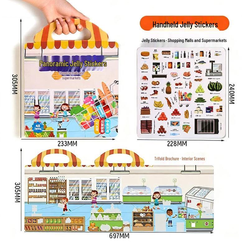 Children's Reusable Scenery Sticker Book: Educational DIY Toy for Early Learning and Cognitive Development