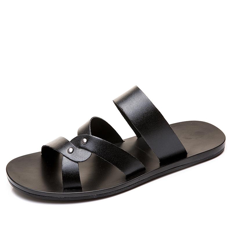 Мужская обувь Модная летняя мужская обувь Винтажные итальянские балетки Повседневные нескользящие пляжные сандалии Кожаные шлепанцы Тапочки Балетки Сандалии
