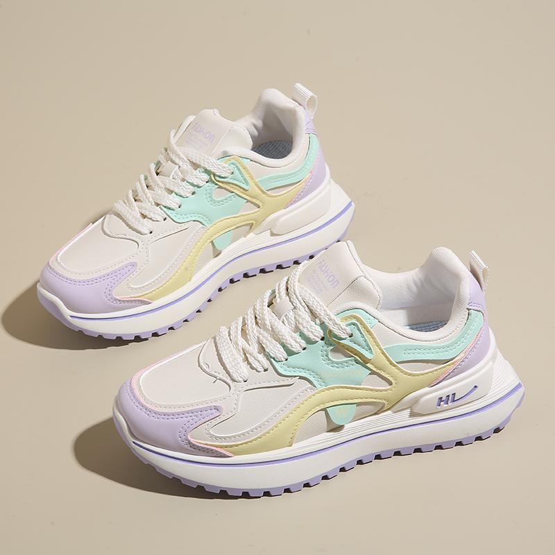 Кроссовки Женские Платформа Плоская Обувь Женская Повседневная Обувь Женские Массивные Девочки Школа Повседневная Беговая Легкая Обувь Тенис Розовый Нескользящая