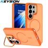 KEYSION Матовый чехол для телефона с ощущением кожи и подставкой для линз, для Magsafe, для Samsung Galaxy S25 S26 Ultra 5G S25+ FE, магнитный противоударный чехол