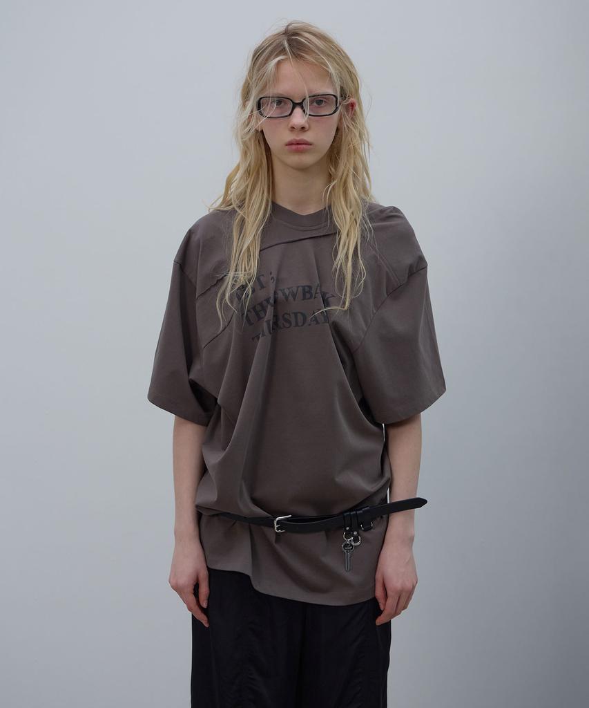 LCDC™ Draped Lettering Print T-Shirt (Brown)