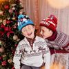 Kids LED Light-up Ugly Christmas Sweater Hat Novelty Knitted Xmas Beanie Cap Colourful Lights Party Keep Warm Knitted Hat for Party(6 Light)