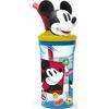 Fruitees Drinks Tataway Reusable Plastic Blue Disney Mickey Mouse Cup for Children 360 Ml with Straw and 3d Figurine