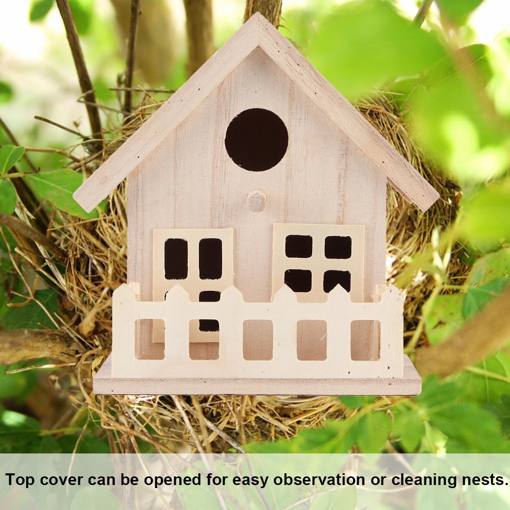 Wooden Bird House Nests Outdoor Hanging Birds Parrots Resting Breeding Box Decoration