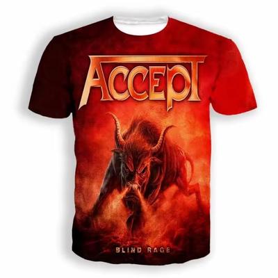 Винтажная мужская футболка Классическая группа Accept Футболки с 3D-принтом Мужская Женская Хип-хоп Футболка с коротким рукавом Мода Уличная Мужская Верхняя одежда