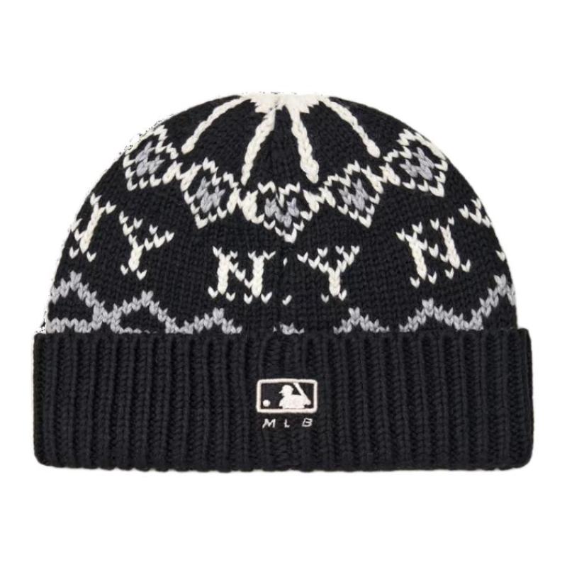 MLB Содержит шерстяную вязаную шапку-бини, унисекс, черная, модная, 3ABNBM546-50BKS