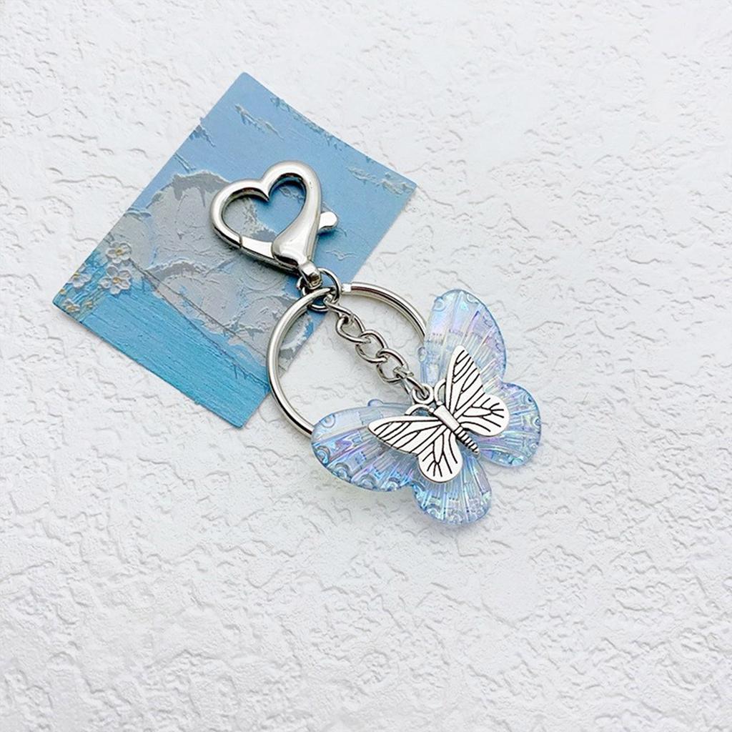 Elegant Butterfly Shaped Keychain Colorful Key Charm Transparent Butterfly Keyring Handbag Decoration for Women Girl