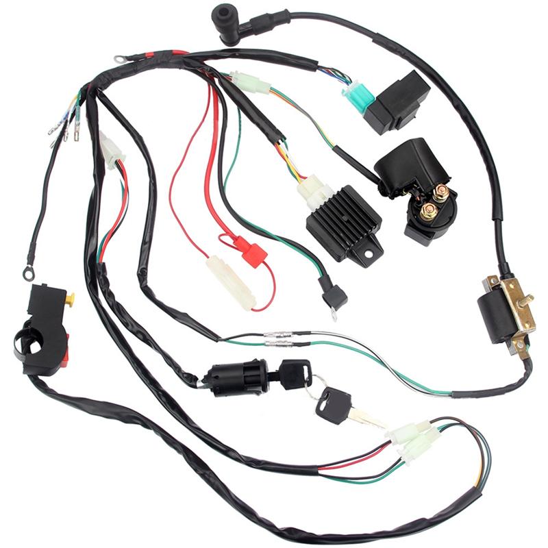 Ac29-Wiring Harness CDI Ignition Coil Kit For 50Cc 70Cc 90Cc 110Cc ATV Electric Quad Vehicle, Full Vehicle Circuit Ignition
