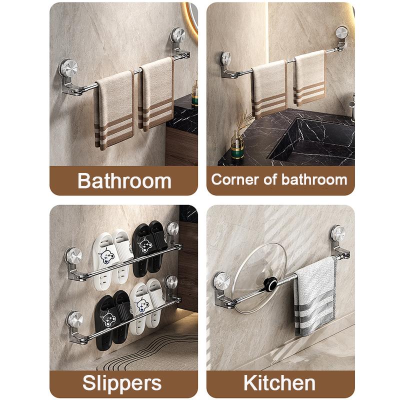 Масштабируемый 30-60 см Держатель для полотенец на присосках Без сверления Кухня Ванная комната Настенный Держатель-органайзер для полотенец Тапочек Полка Аксессуар