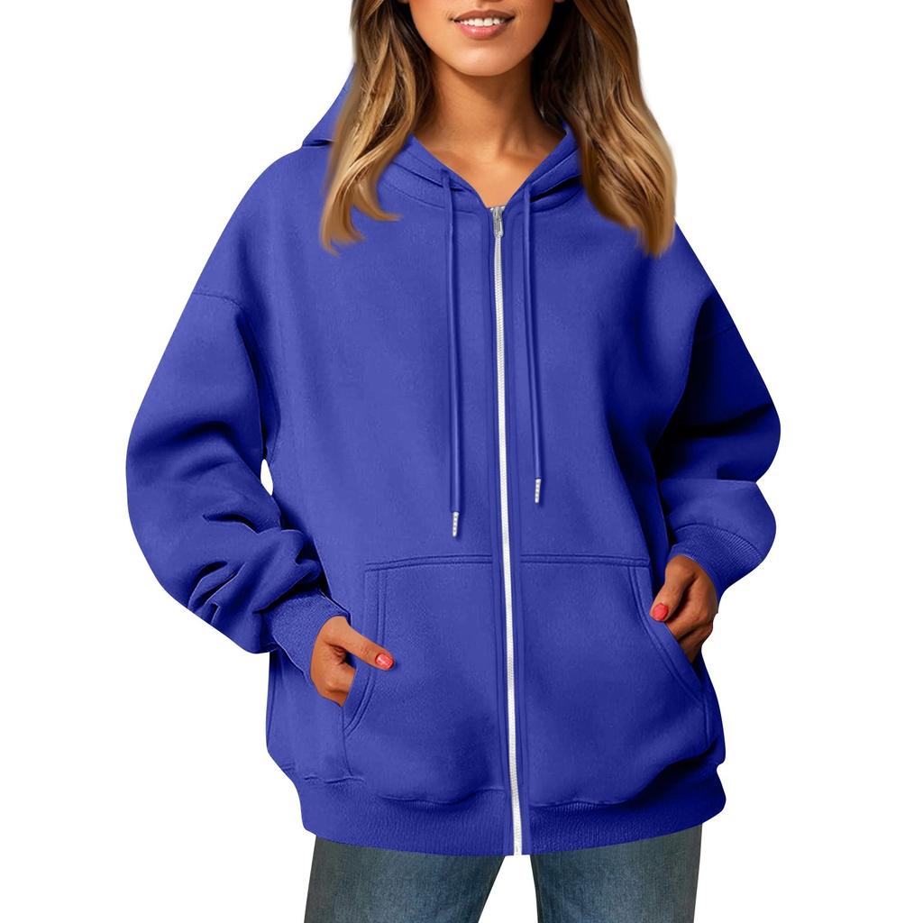 Женская повседневная модная однотонная куртка с длинными рукавами, карманом, молнией, капюшоном, затягивающимся шнурком