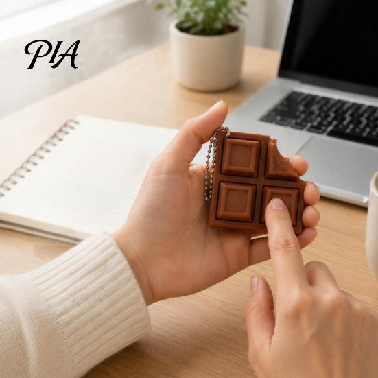 Portable Fidget Buttons 3D Printed Chocolate Candy Bar Clicker Toy, Keyboard Creative Key Pendants Keychain, Office Desk Stress Relief Toy for
