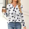 Women's Fashion Casual Long Sleeve Shirt Floral Printed V Neck Up Tops