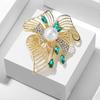 Lanhao Retro Emerald Pearl Corsage Fashion Pin Accessory