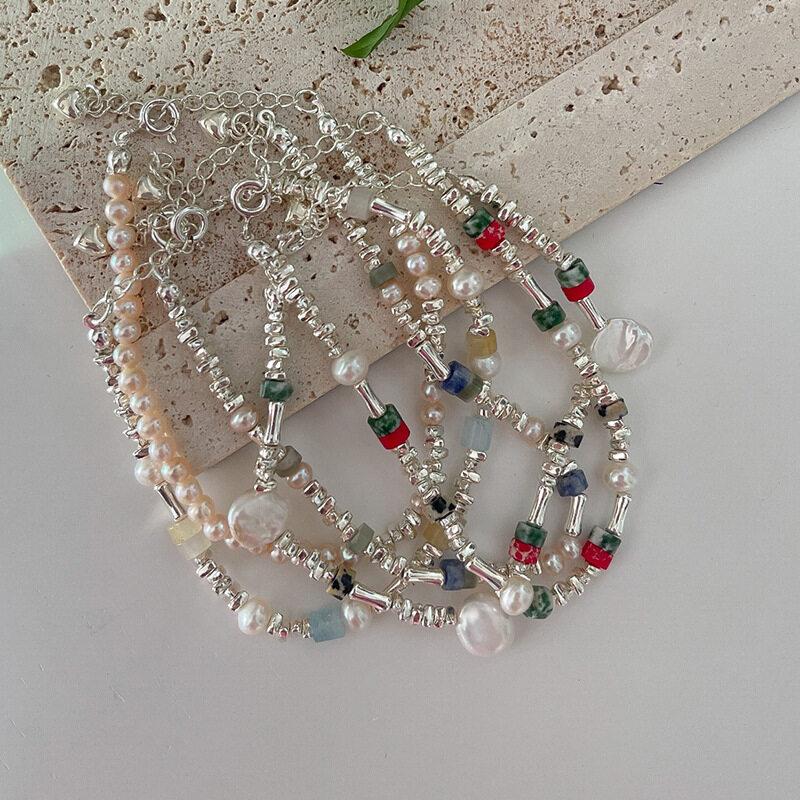 Сломанный серебряный браслет из искусственного жемчуга, модный шарм для женщин, INS, круглые браслеты из бисера, индивидуальный дизайн для девочек, небольшой дизайн, нерегулярный крой, вечерние ювелирные подарки