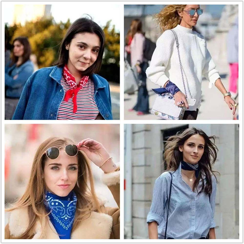 Women Fashion Neck Scarf Headwear Wristband Hair Band Printed Square Scarves Paisley Bandana