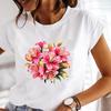 (Asian Size) Casual Printed Tee Top Lovely Flower Style Trend Short Sleeve T Shirt Fashion Women Clothing O-neck Ladies Female Graphic T-shirts