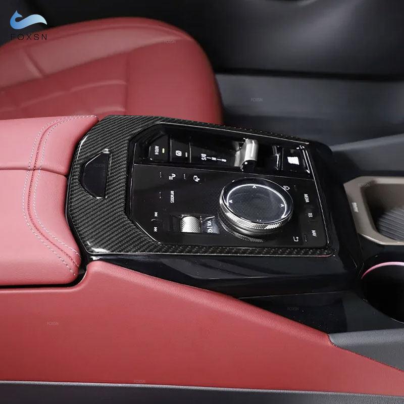 For BMW 5 Series i5 G60 2024 2025 Car-styling Interior Center Console Gear Shift Multifunction Panel Frame Carbon Fiber Trim