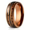 Coffee Color Rose Golden Ring Guitar String Stainless Steel Ring Inlaid Whiskey Barrel Wood Grain Ring for Men Engagement