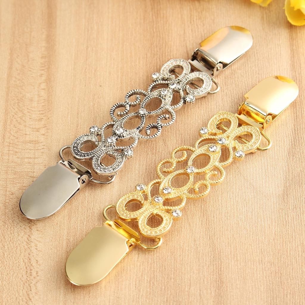 Women Fashion Simulated Gold Silver Alloy Duck Clips Shawl Blouse Shirt Sweater Cardigan Collar