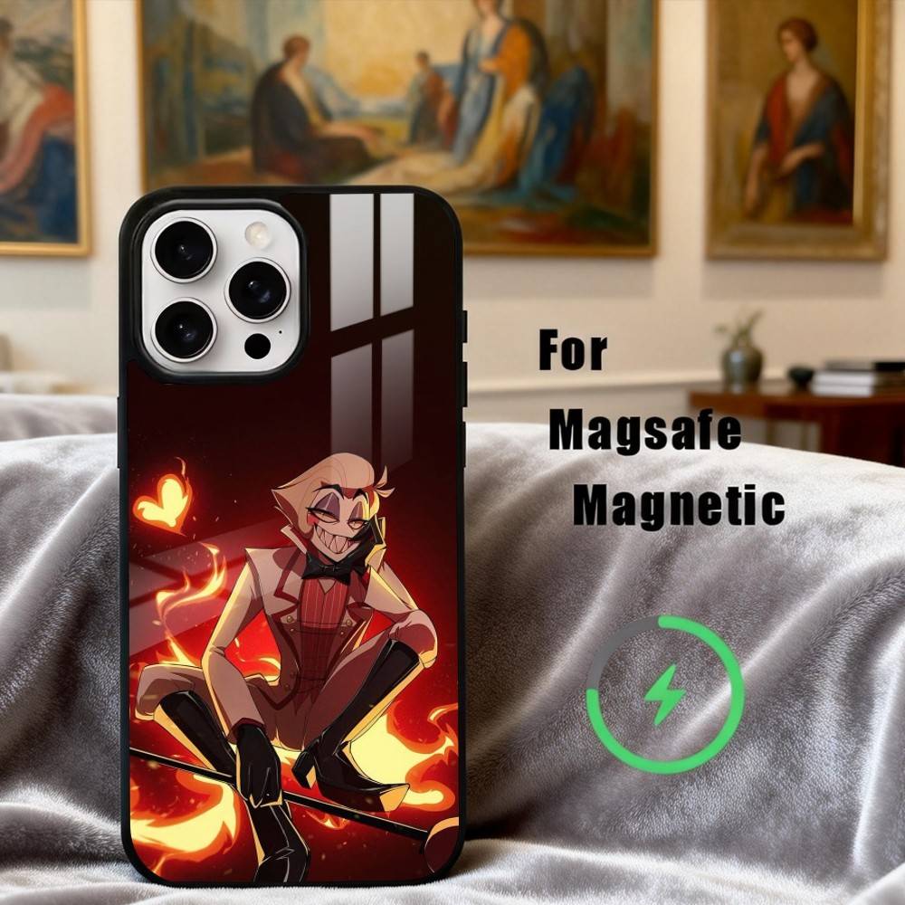H-Hazbin H-Hotel L-Lucifer M-Magne Чехол для телефона для iPhone17,16,15,14,13,12,11 Plus,Pro Max Магнитный для Magsafe Беспроводной зарядки