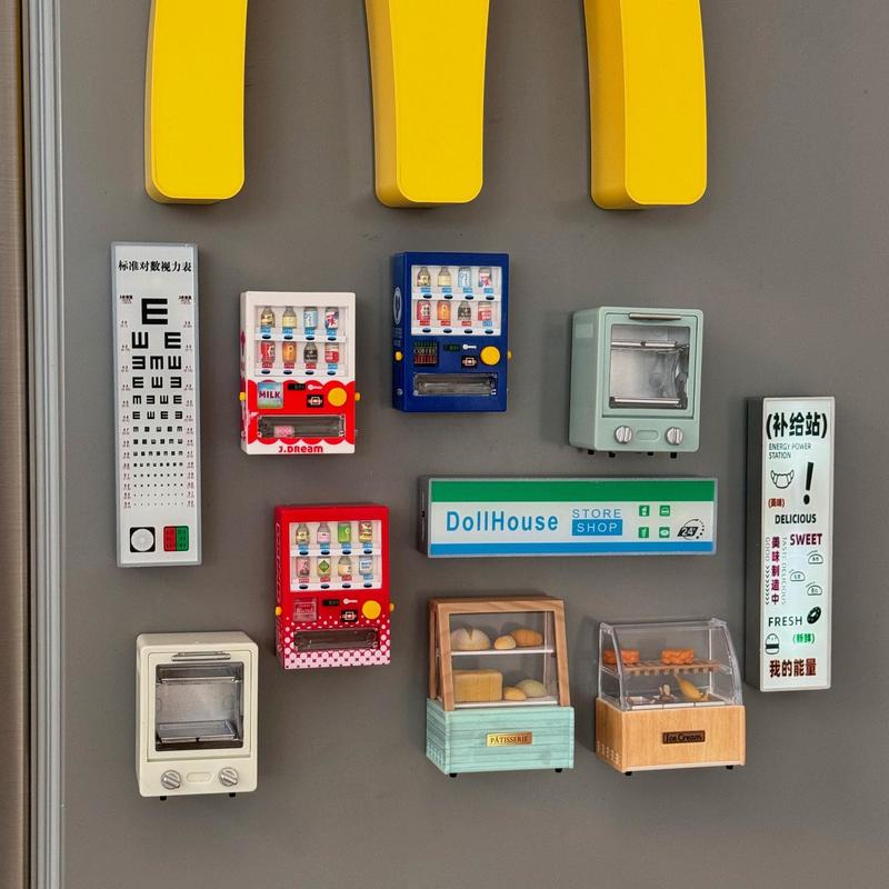 Miniature Vision Chart Light Sign Fridge Magnet Convenience Store Beverage Vending Machine Hole Board Magnetic Stick-On Decals