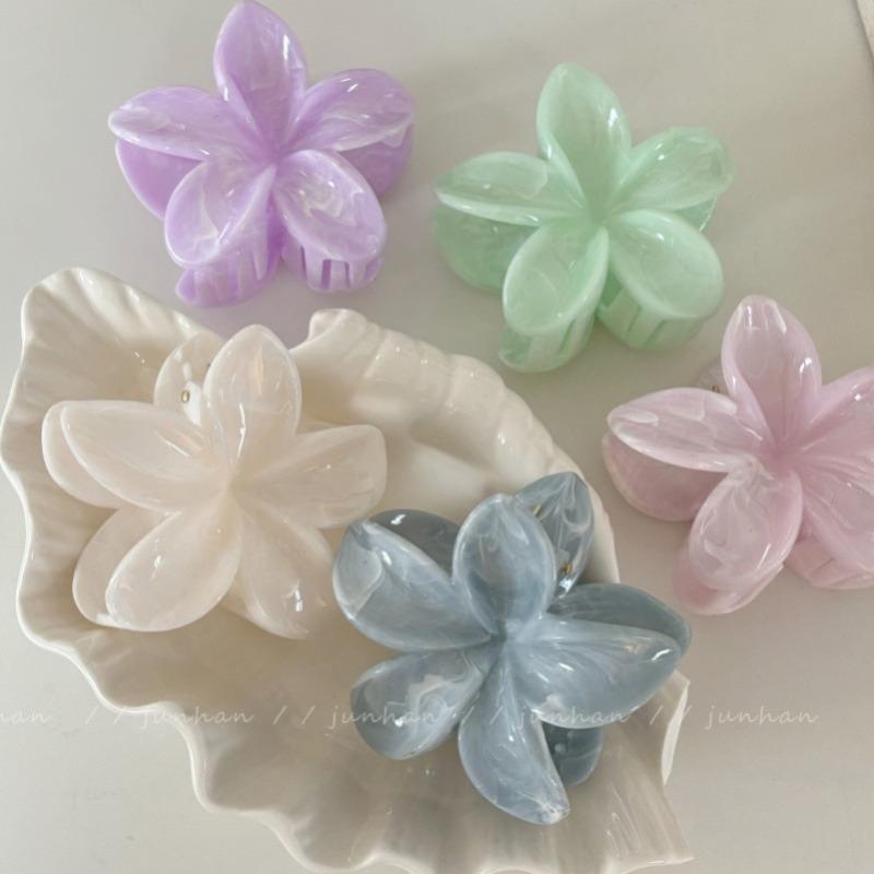 Gradient Frangipani Hair Clip Female Versatile Sweet Resort Fairy Shark Clip Vintage Hair Accessories