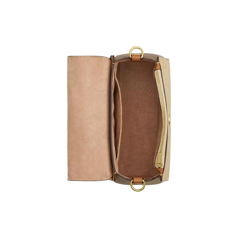 COACH Morgan 21 Logo Logo Snap Coated Sail and Calf Leather Shoulder Crossbody Handbag Small Women's Khaki
