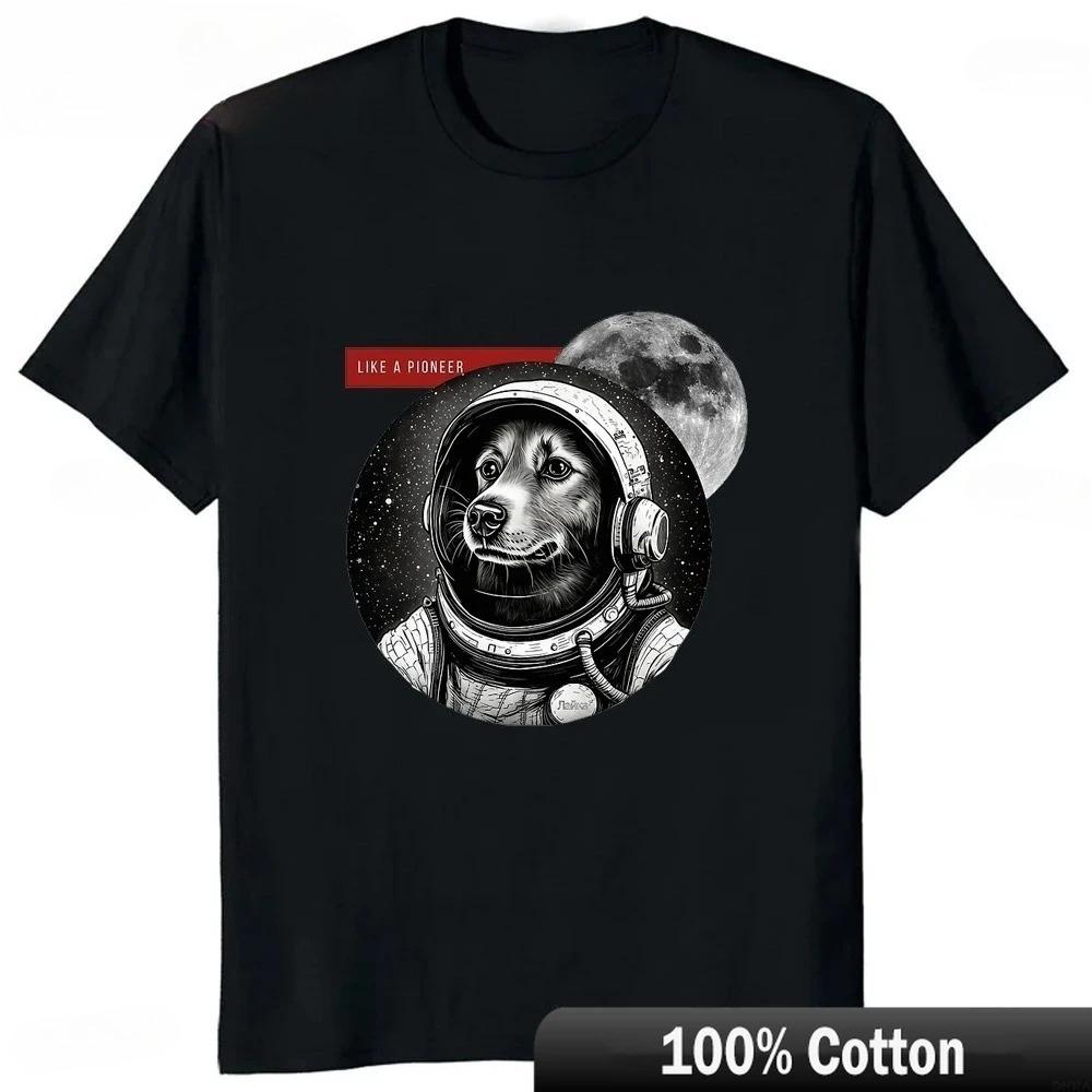 Лайка Смешная Мультяшная Собака Футболка Хип-Хоп Харадзюку Стиль Принтованная Мужская Винтажная Милая Мягкая Повседневная Удобная Хлопковая Футболка с Коротким Рукавом