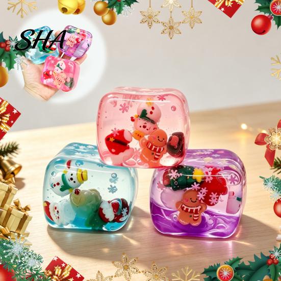 Fun Holiday Souvenirs for Teens Christmas Stress Relief Toy with Internal Dolls, Transparent Soft Maltose Portable Hand Exercisers Office Cube Sensory