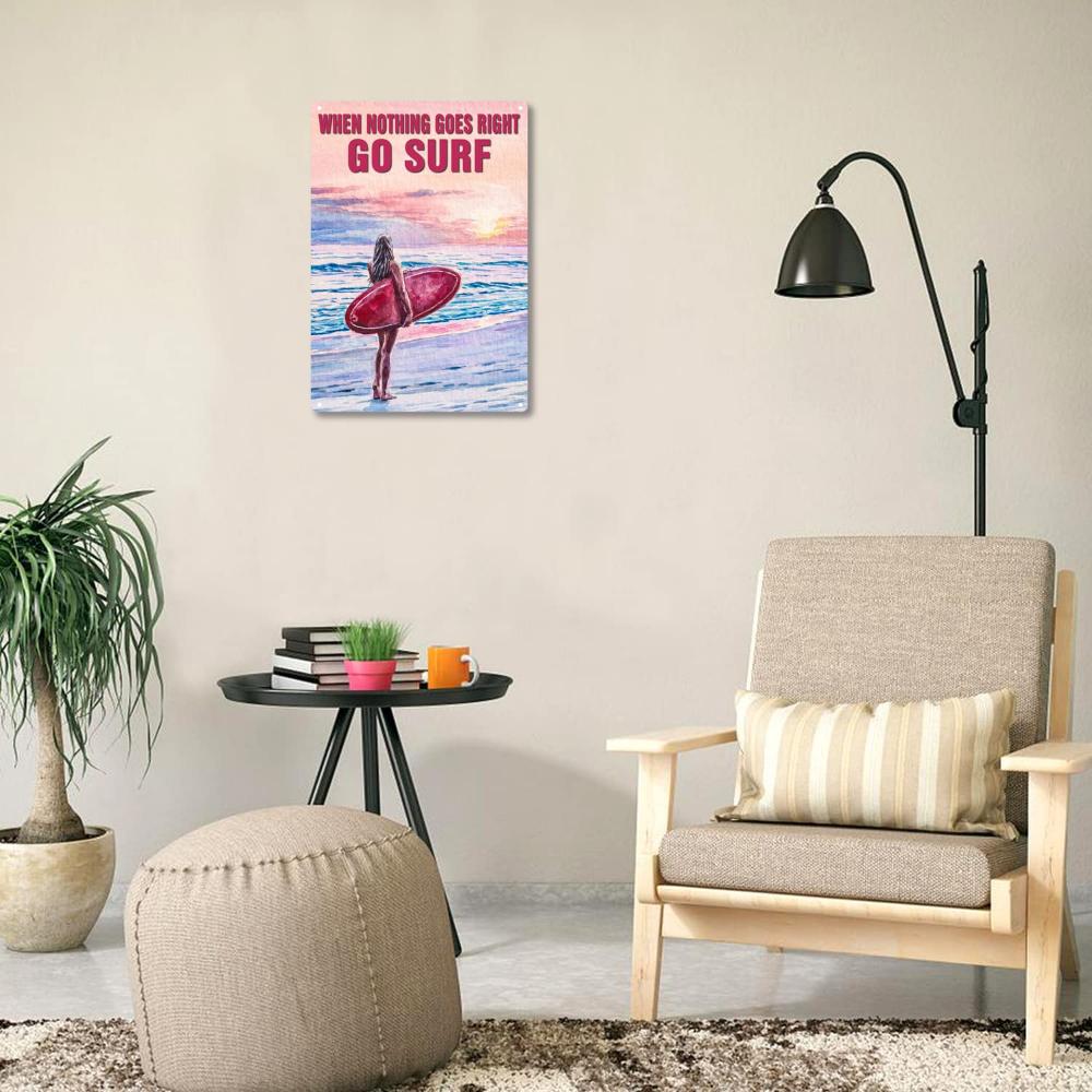 When All Hell Breaks Loose, Go Surfing - Vintage Metal Tin Sign, Unisex, Bar Cave Cafe Garage Wall Decor 8x12 Inches