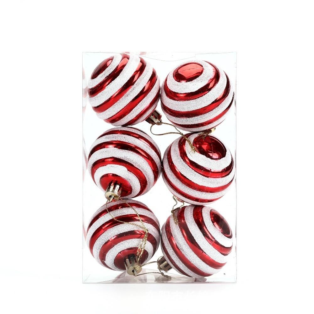 6 шт. 6 см Пластиковый Рождественский шар Расписной Праздничная атмосфера Подвесной Набор шаров для декора елки